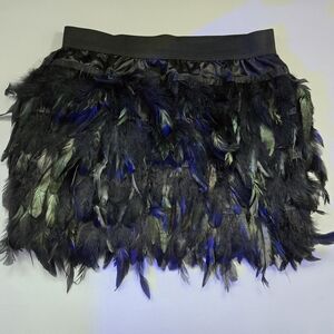 Persun Women's Mid Waist A-Line Short Feather Skirt Dance Mini Party X Large